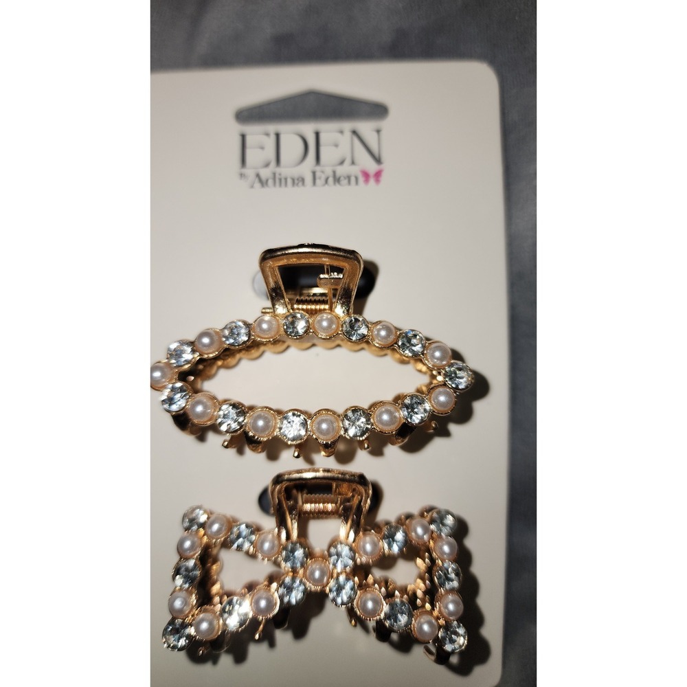 Eden by Adina Eden pearl and rhinestone-embellished metal hair claw clips